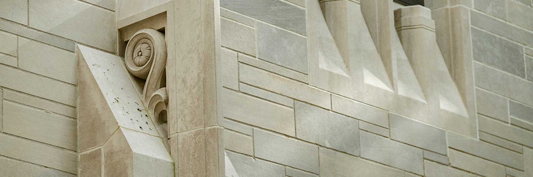 Limestone building detail on IU campus
